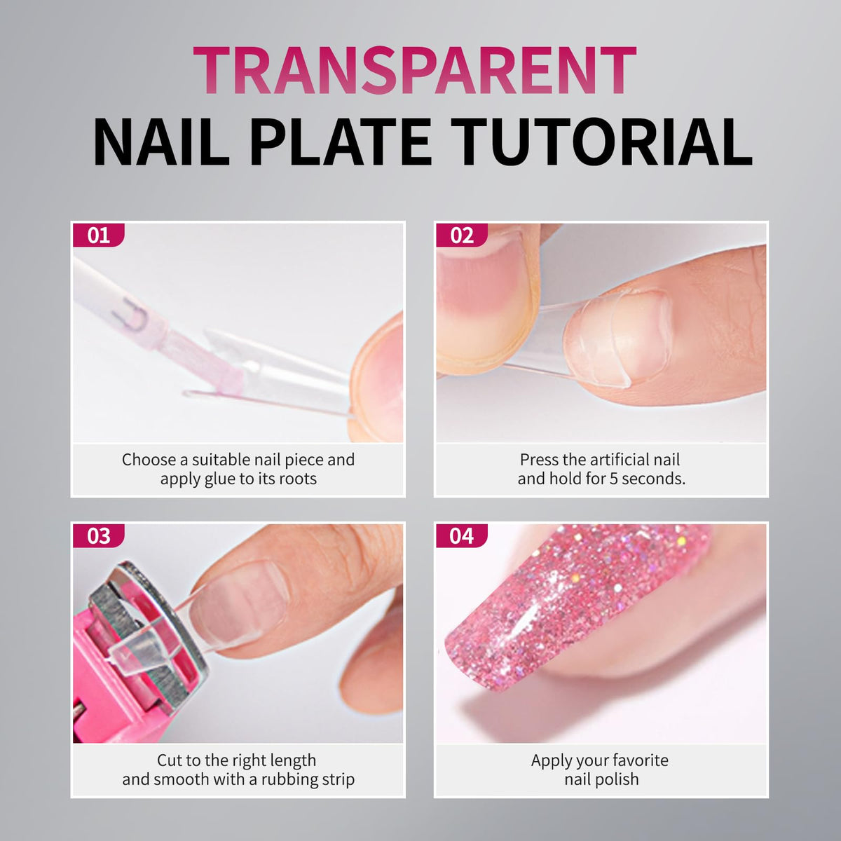 krofaue Extra Long Stiletto Nail Tips - False Clear Nais