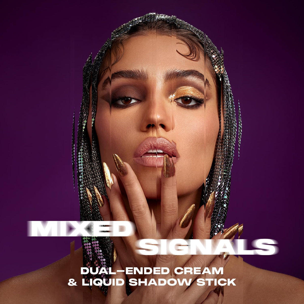 Morphe Mixed Signals Dual-Ended Eyeshadow Stick - Cream Eyeshadow Pigment & Chrome Liquid Flakes for Bold, Layered Eye Makeup Looks - Committed/Conflicted (0.028 oz)