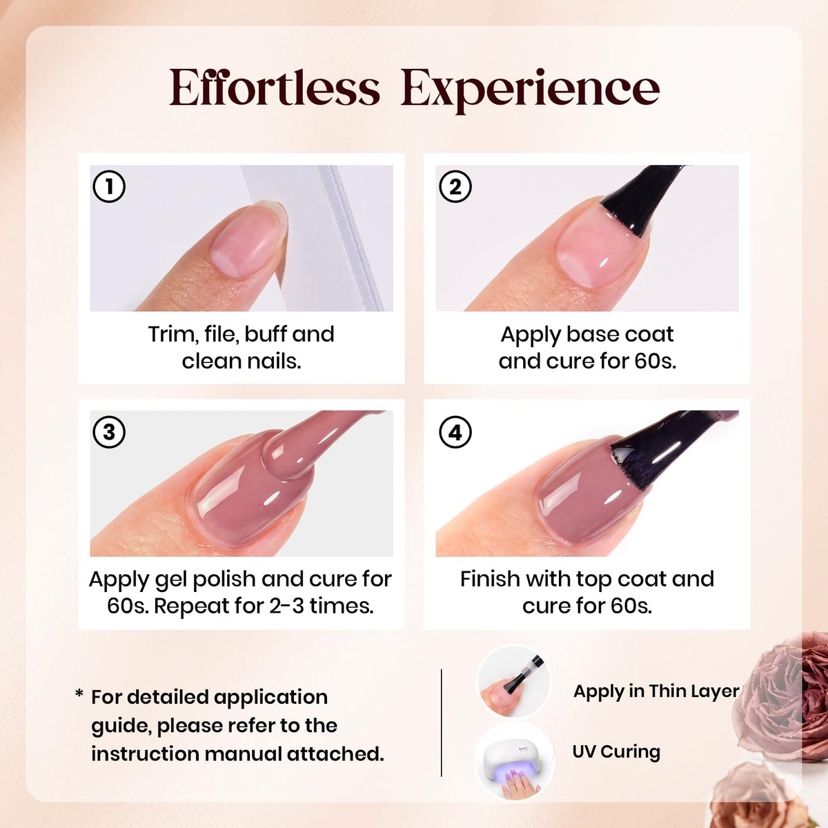 Beetles Fall Gel Nail Polish Set, 23Pcs Brown Burgundy Red Nude Pink