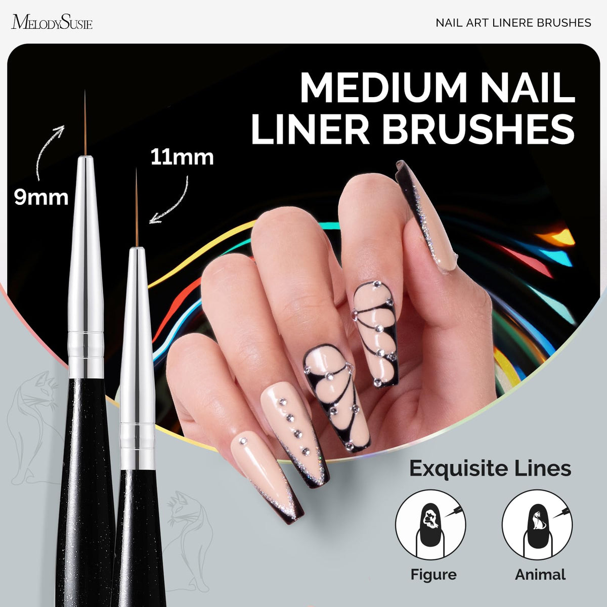 MelodySusie Nail Art Brushes Set, 6pcs Nail Art Design Pen Painting Tools