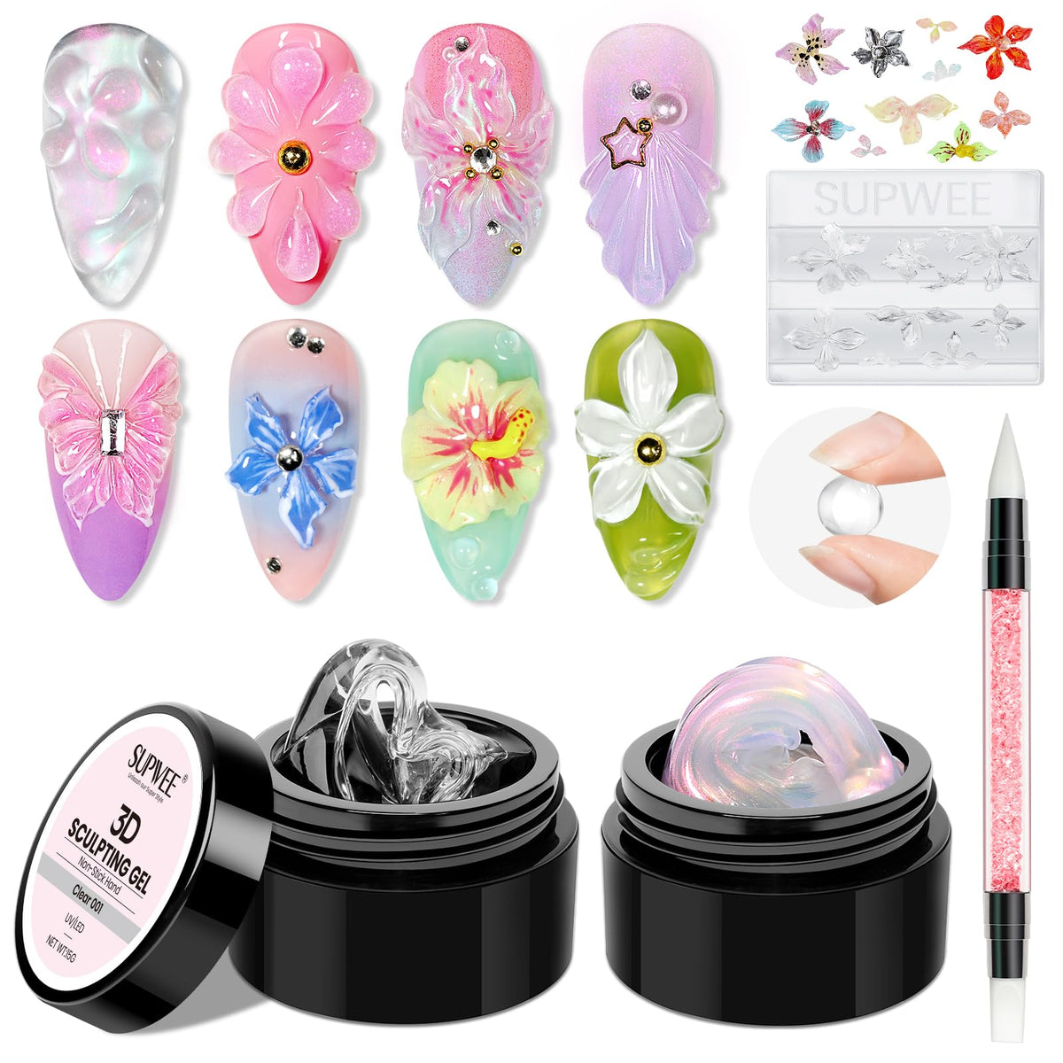3D Gel for Nail Art, Clear 3d Sculpting Gel for Nail Art