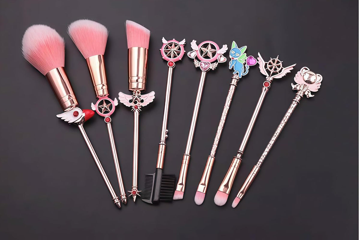Kids Makeup Brush Set - 8pc Sailor Moon Anime Design with Metal Handle for Girls