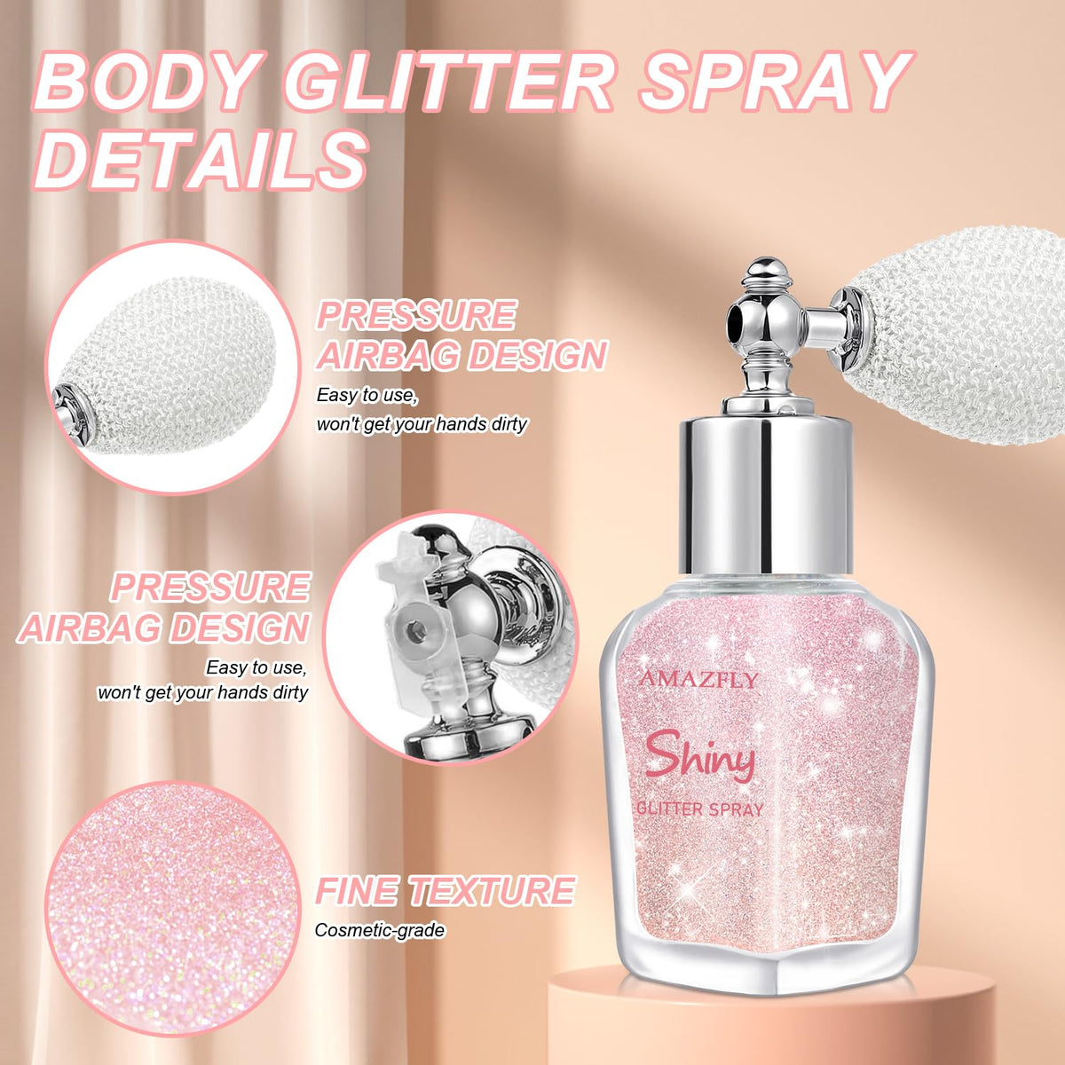 Hair and Body Glitter Spray, Shimmering Powder Sparkle Powder Makeup, Glitter Loose Sparkle Makeup for Body Highlighter,Festival Prom Rave Accessories (Glint-Rainbow)