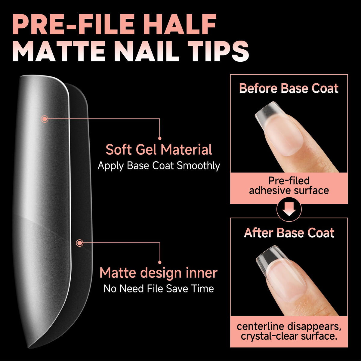 UNA GELLA Square Nail Tips XXL Long Half Cover Gel Tips 120PCS