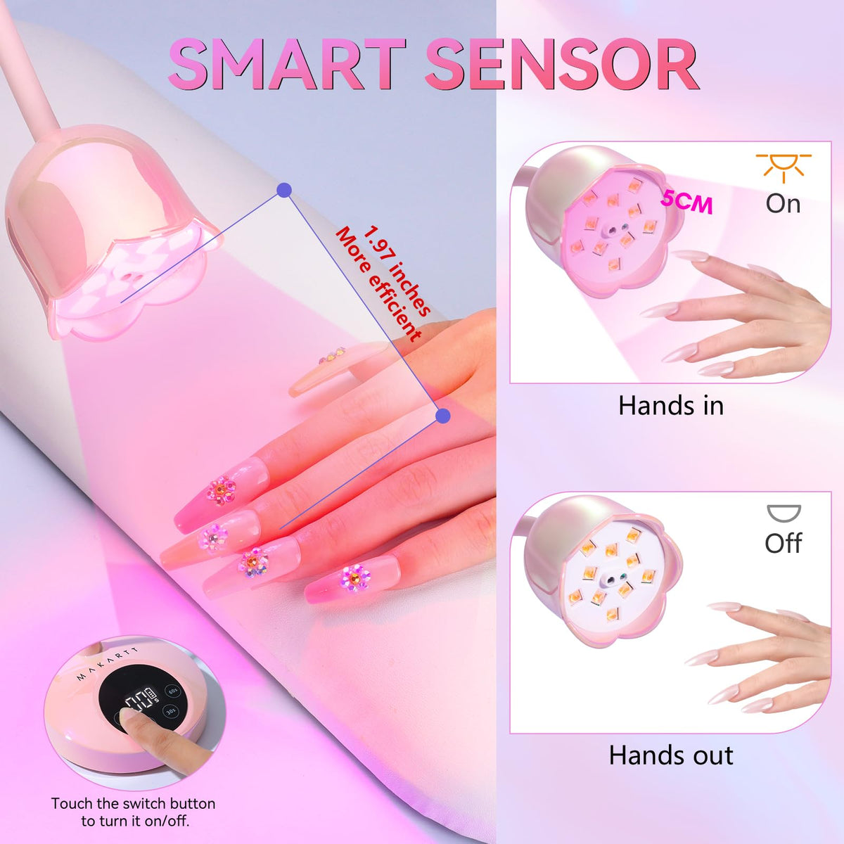 Makartt Cordless Gooseneck UV Nail Lamp for Gel-X Nails, Flash Cure