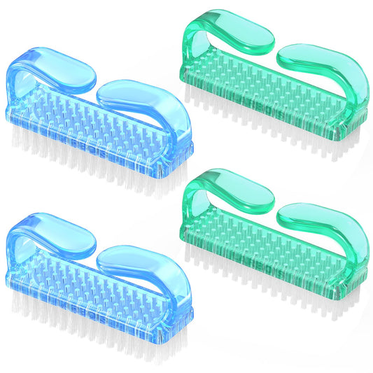 Larbois Handle Grip Nail Brush, Nail Brushes Hand Fingernail Brush Cleaner Scrubbing Kit Pedicure for Toes and Nails Men Women (4 Pack)