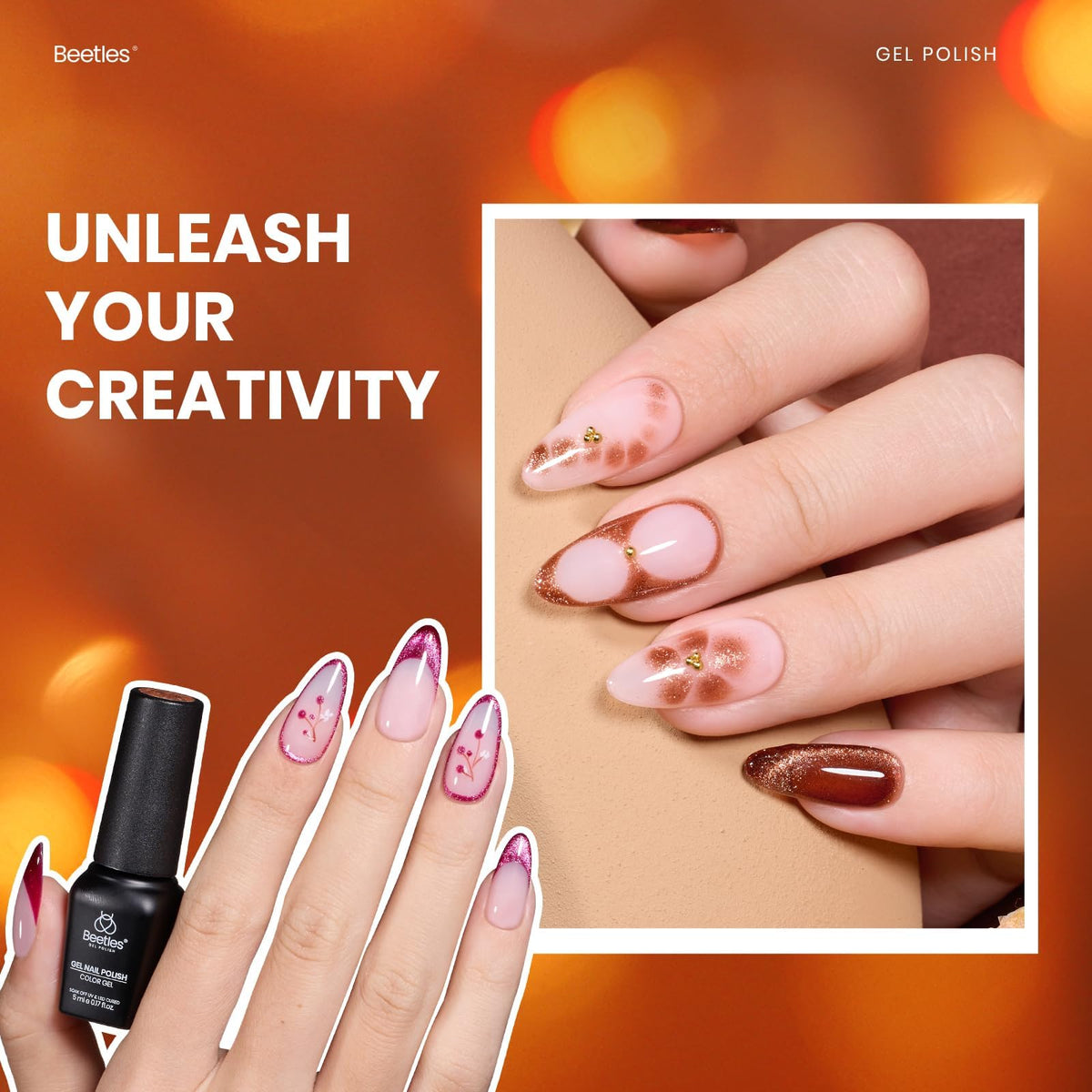 Beetles Fall Gel Nail Polish Set, 20 Colors Orange Yellow Brown