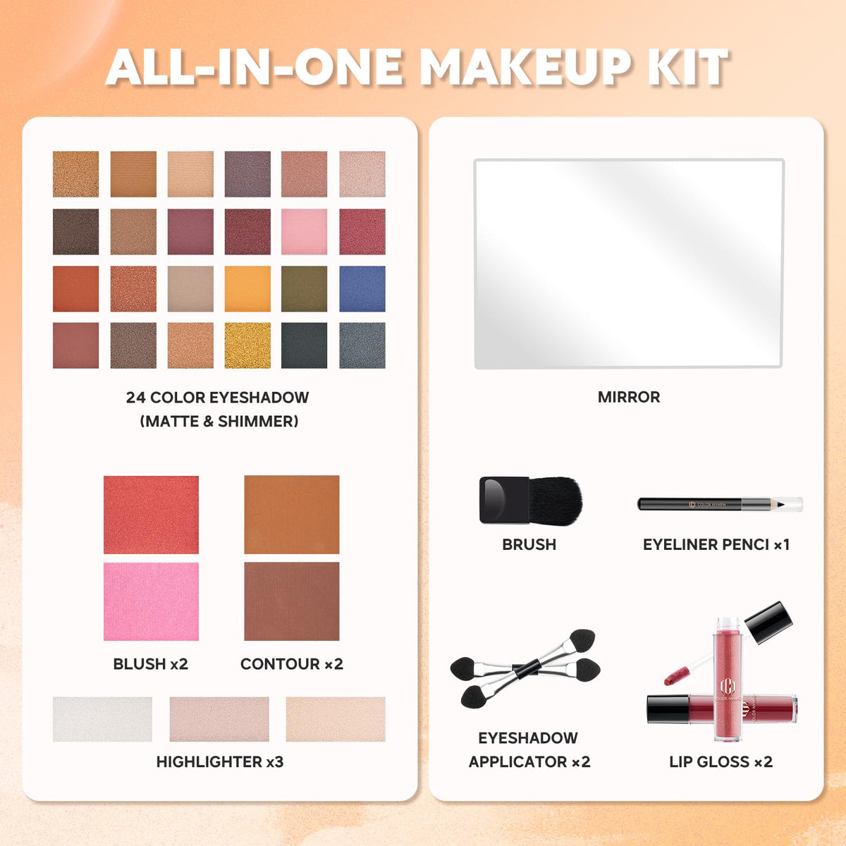 Color Nymph Makeup Kit for Teens Girls Beginners Travel Make up Set Green