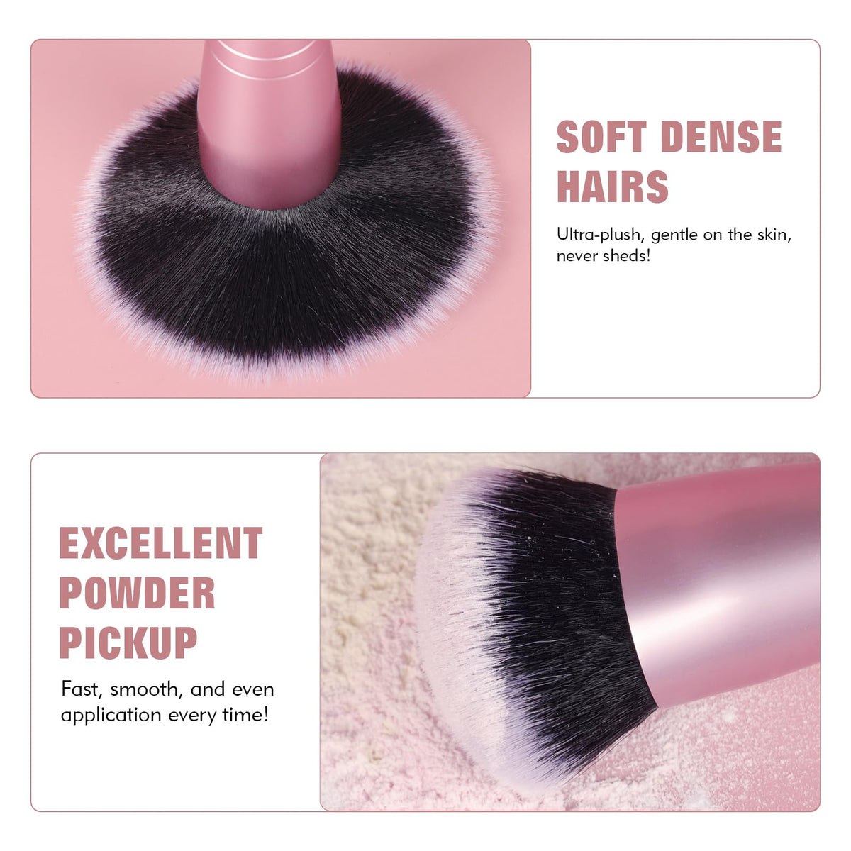Dual-Ended Foundation Brush: Round & Angled makeup brushes, 100% Vegan Synthetic Makeup Brush for Flawless Blending and Application of Liquid, Powder, Cream, Blush