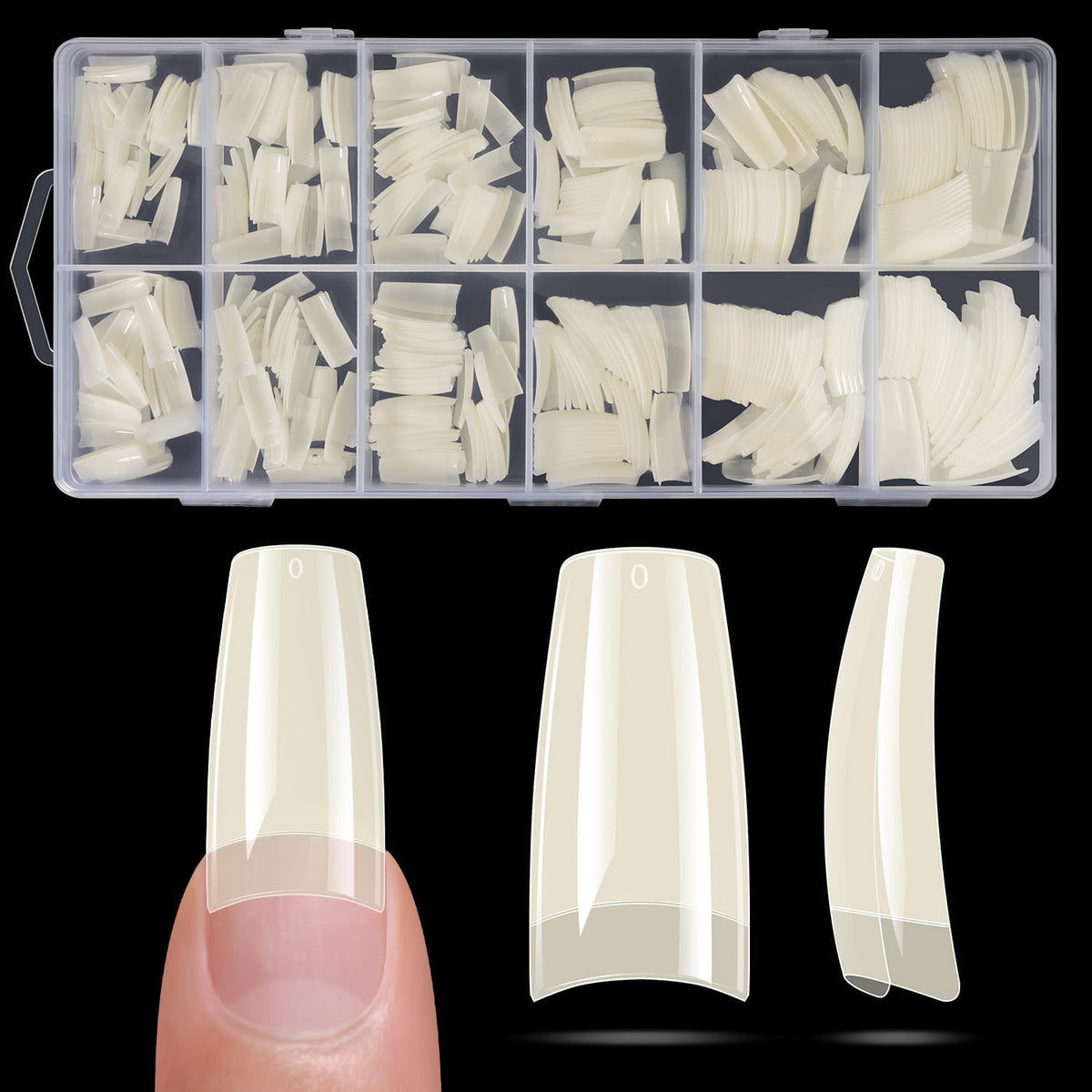 krofaue Extra Long Stiletto Nail Tips - False Clear Nais