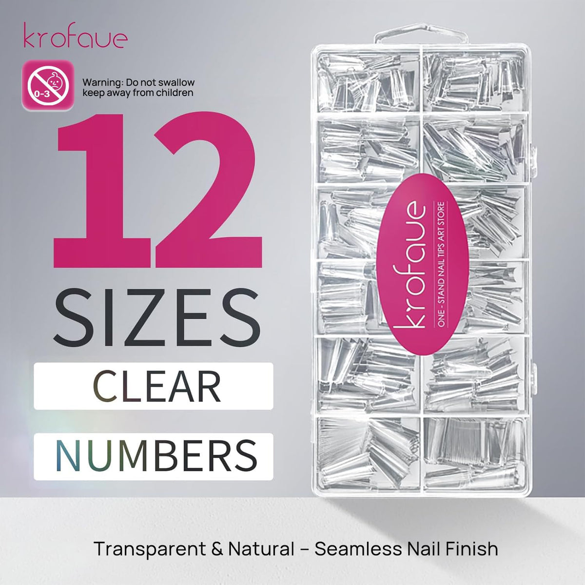krofaue Extra Long Stiletto Nail Tips - False Clear Nais