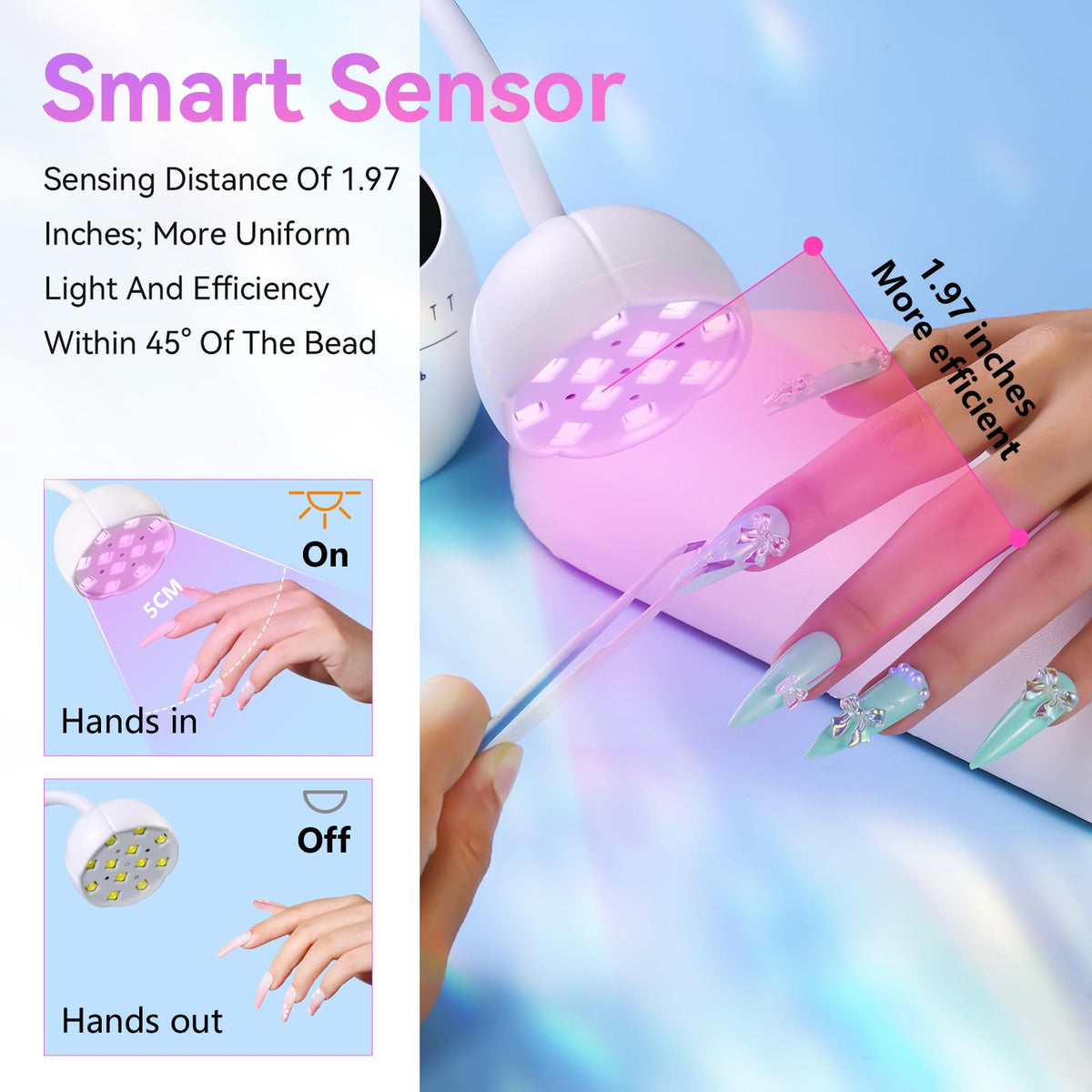 Makartt Flash Cure UV LED Nail Lamp for Gel-X Tips, Adjustable Gooseneck