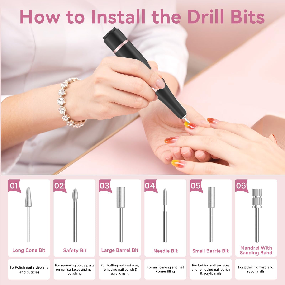 Hoxida Professional Nail Drill 45000RPM,Electric Nail File with LCD Display