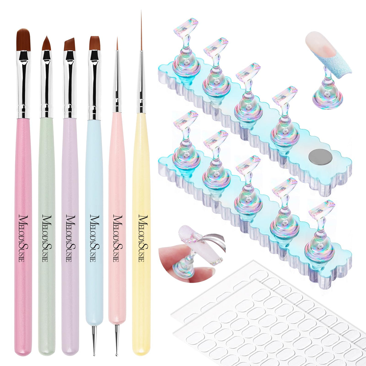 MelodySusie Nail Art Brushes Set, 6pcs Nail Art Design Pen Painting Tools