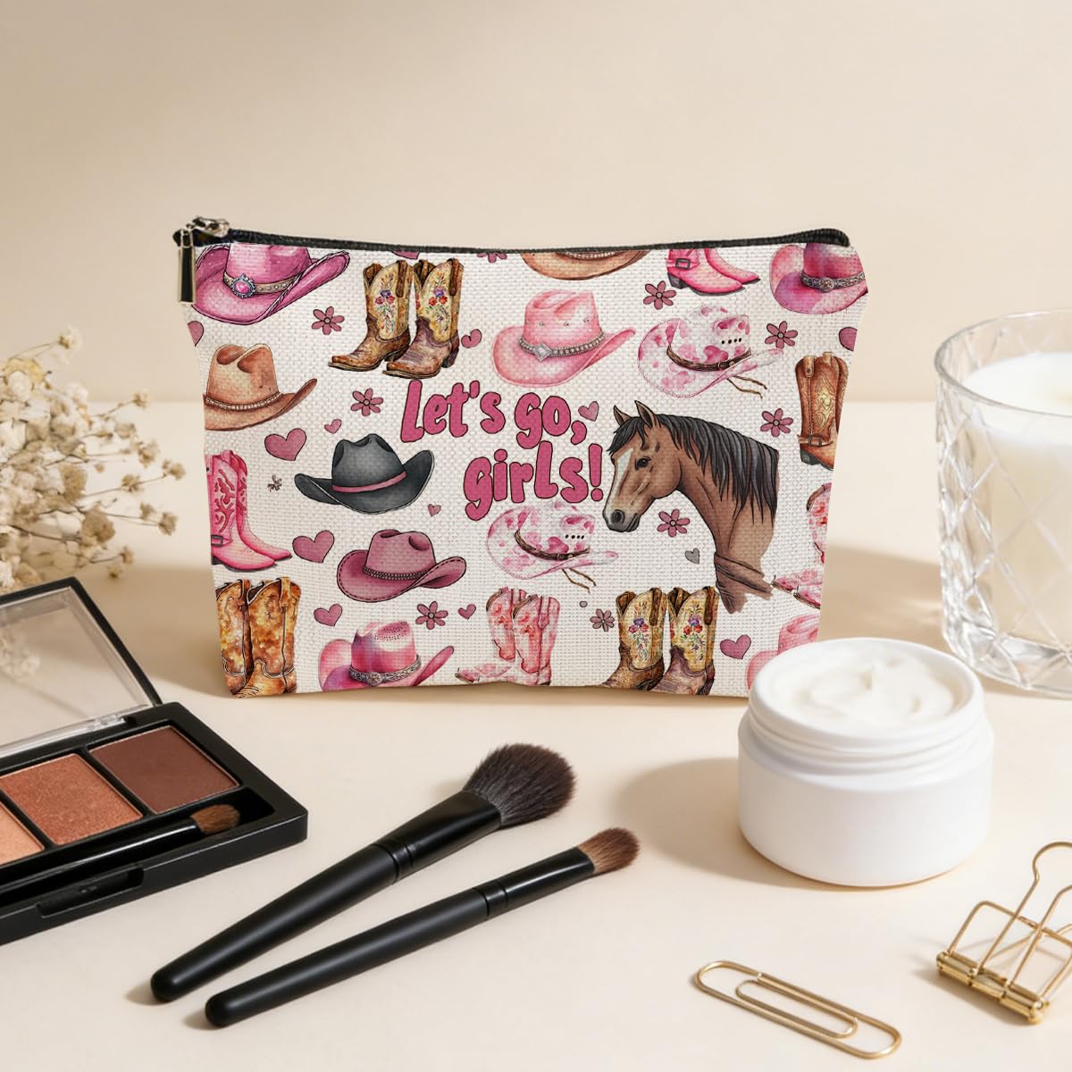 JIUWEIHU Goth Cat Makeup Bag, Funny Cat Cosmetic Bags Travel Organizer Bag