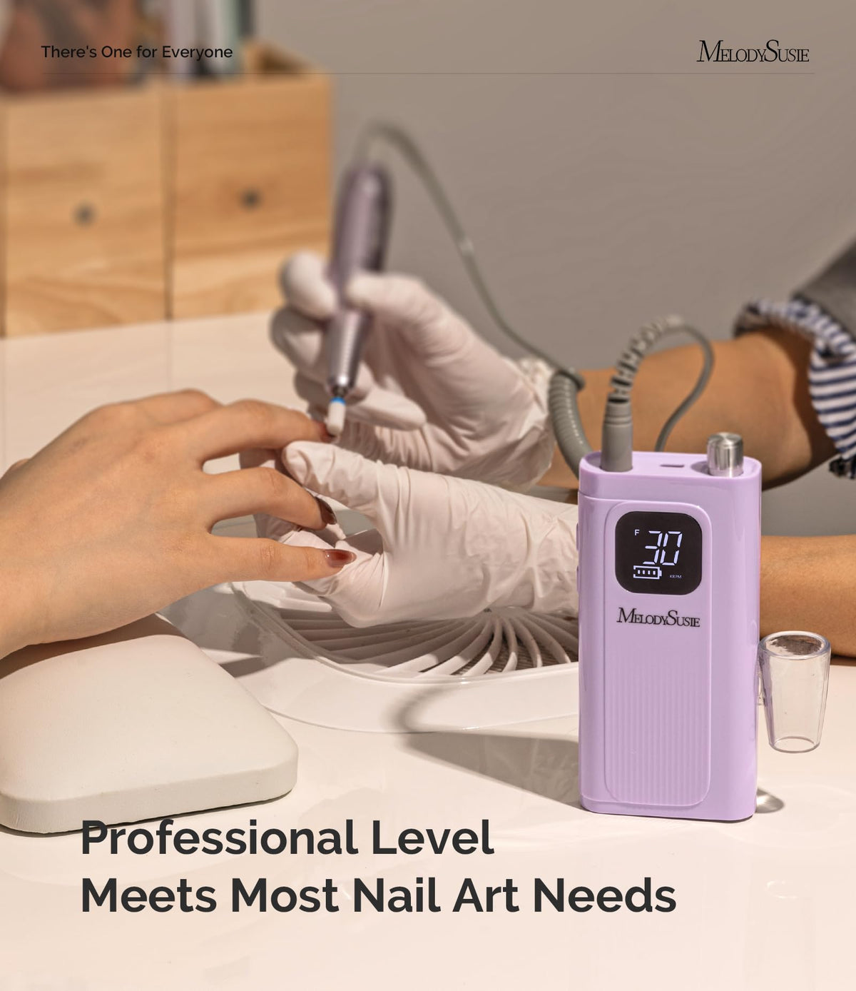 MelodySusie Clip-On SC300F Cordless Nail Drill 30,000 RPM for Beginners