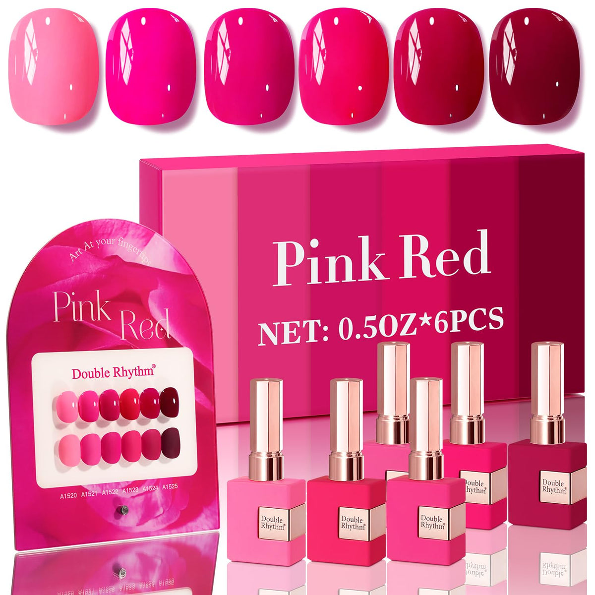 Double Rhythm 6 Pcs 15 ML Gel Polish Set Same Color Same Bottle Soak Off Gel Polish Kit Nail Art Manicure Salon DIY at Home for Women (Dark Light Brown Orange Maroon-T6-6)