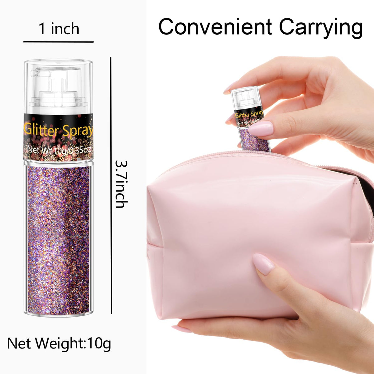 Scarman Hair and Body Glitter Spray, 1PC Glint-Rainbow Hairspray Powder