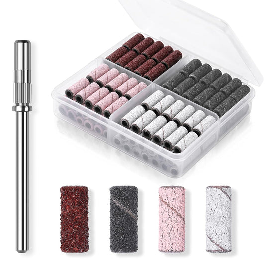 Makartt Nail Drill Sanding Bands - 100Pcs 80/120/180/240 4 Color Grit File