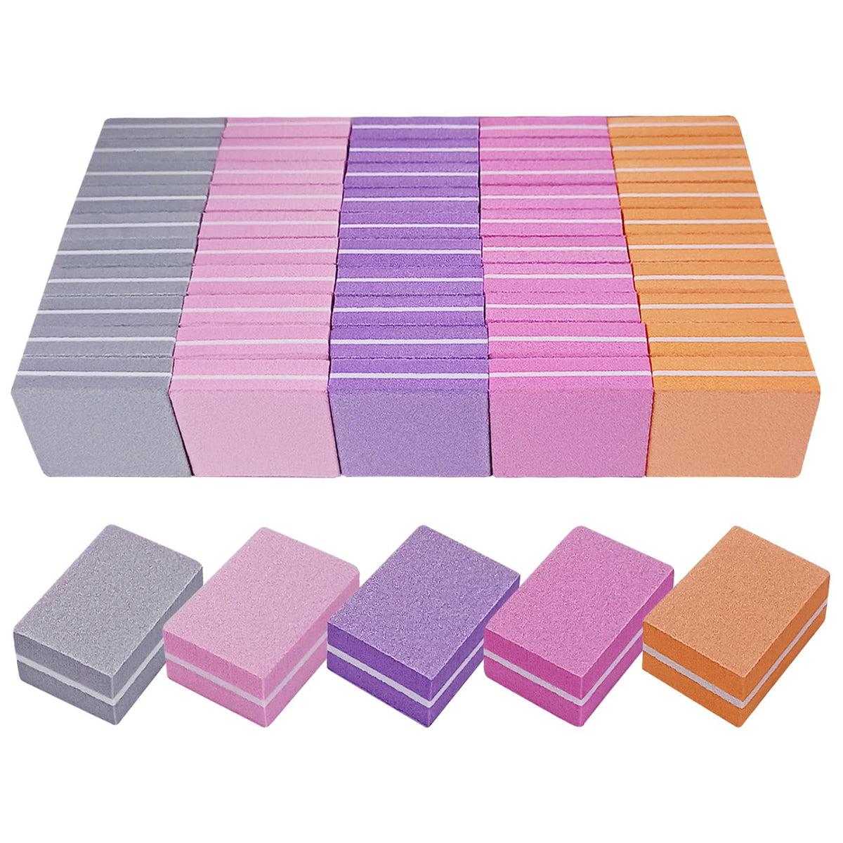 Nail Buffers (50 Pack), Mini Buffer Block Nail File for Acrylic Nails and Natural Nails, 100/180 Grit Nail Buffer Block Bulk Buffing Blocks for Nail Buff Professional Manicure File Blocks Set Pink