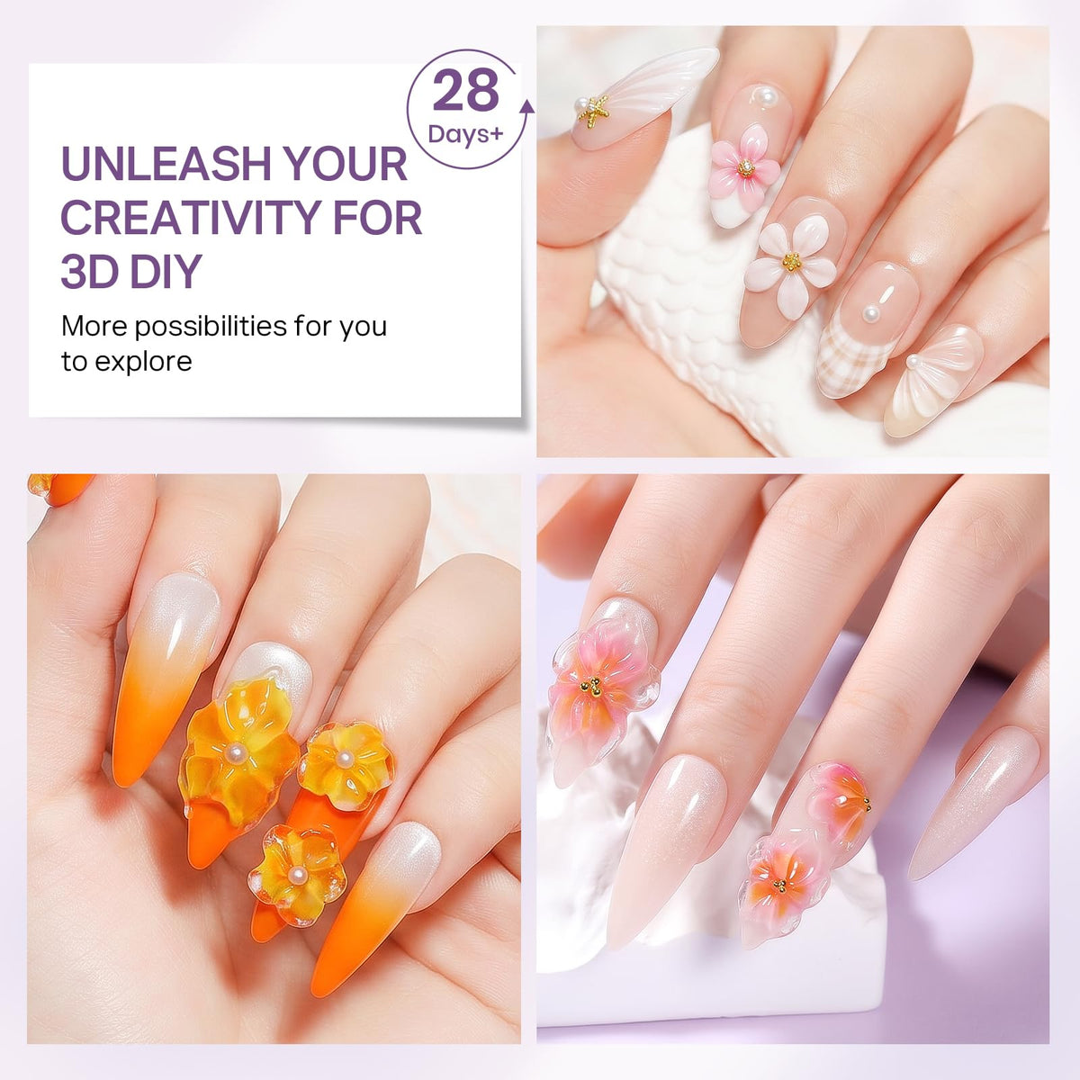 MIZHSE 3D Nail Scupting Gel for Nail Art, 6PCS Neon Colors Non-sticky