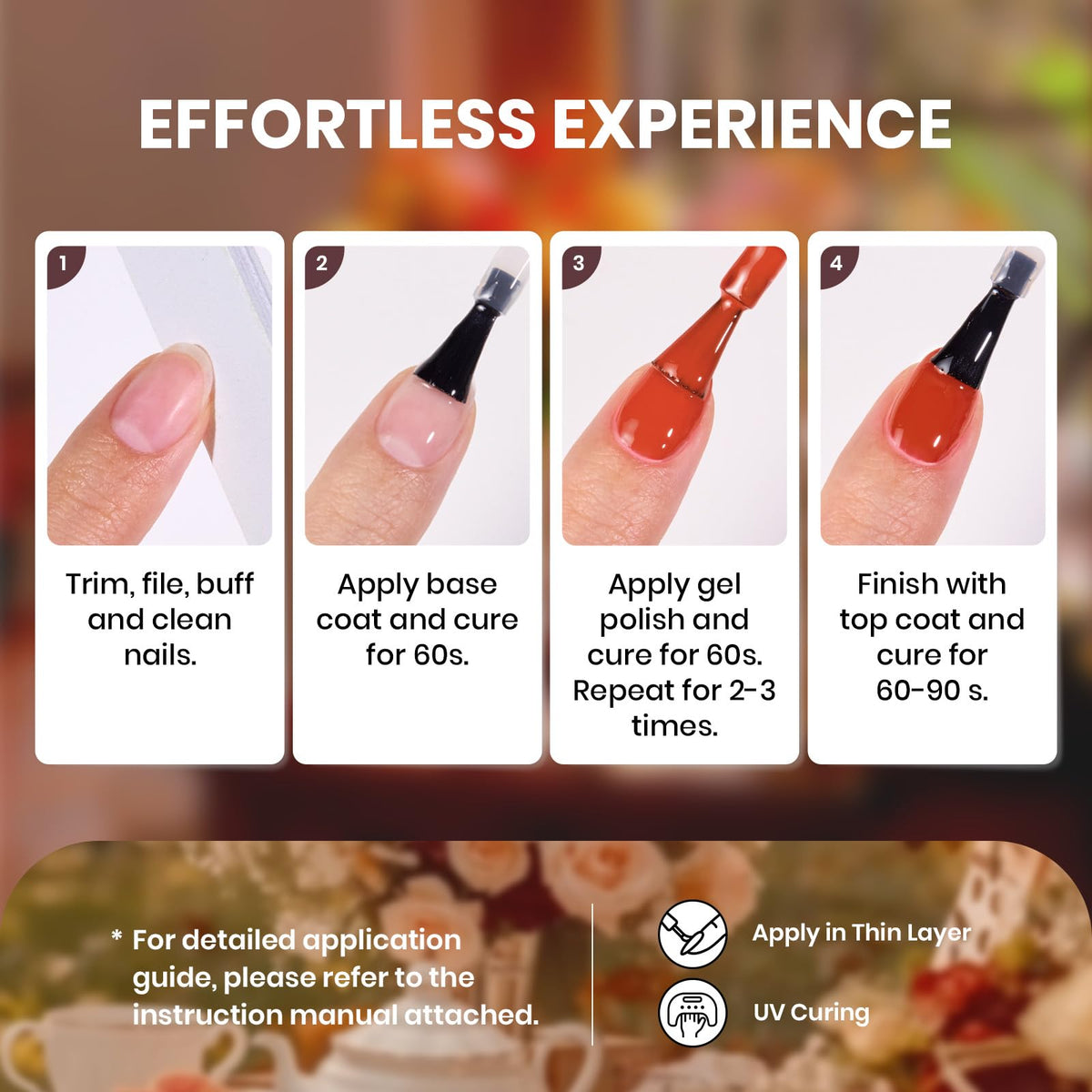 Beetles Fall Gel Nail Polish Set, 20 Colors Orange Yellow Brown