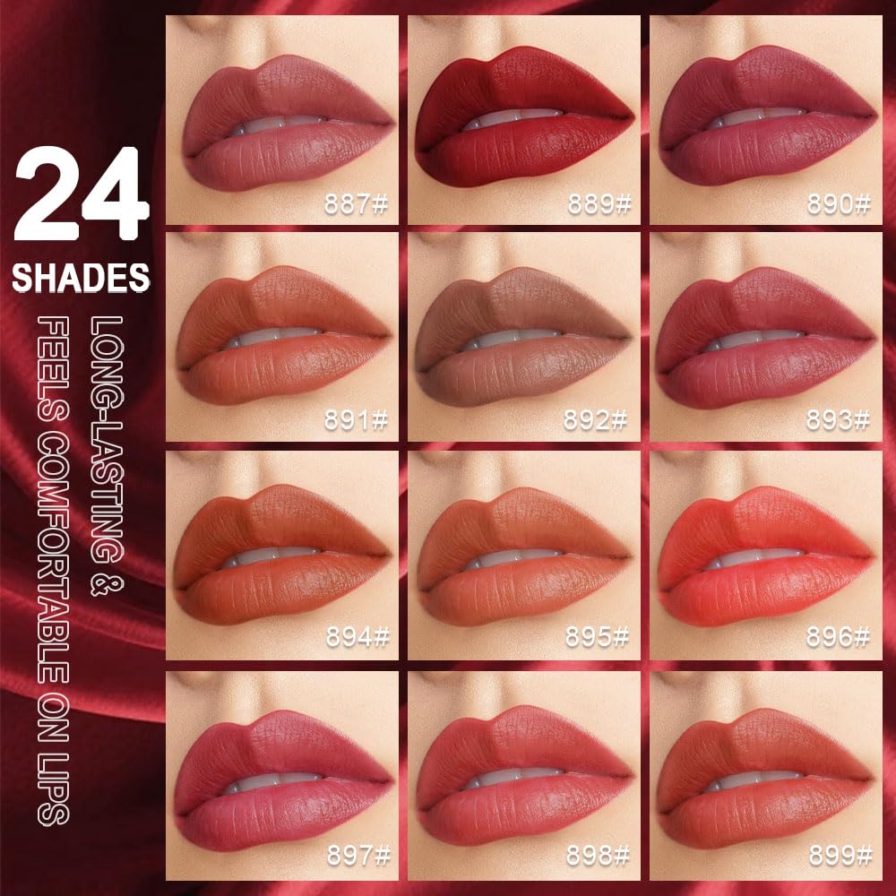 evpct Rich Rose Velvet Matte Lipstick Long Lasting Waterproof for Women