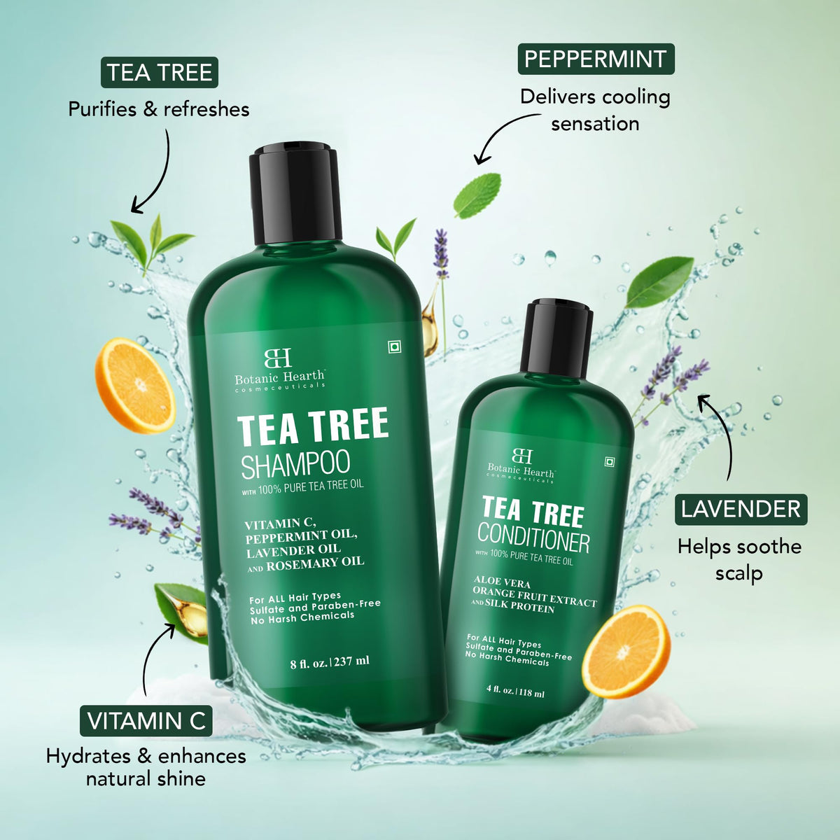 Botanic Hearth Tea Tree Shampoo And Conditioner Set - 16 Fl oz Each