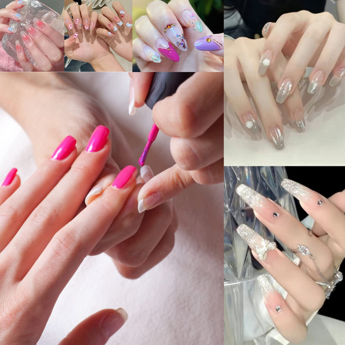 1000pcs Clear and Natural Acrylic Nail Tips,10 Size French Nail Tips For Acrylic Nails Half Cover False Nails Extension Artificial Fingernails