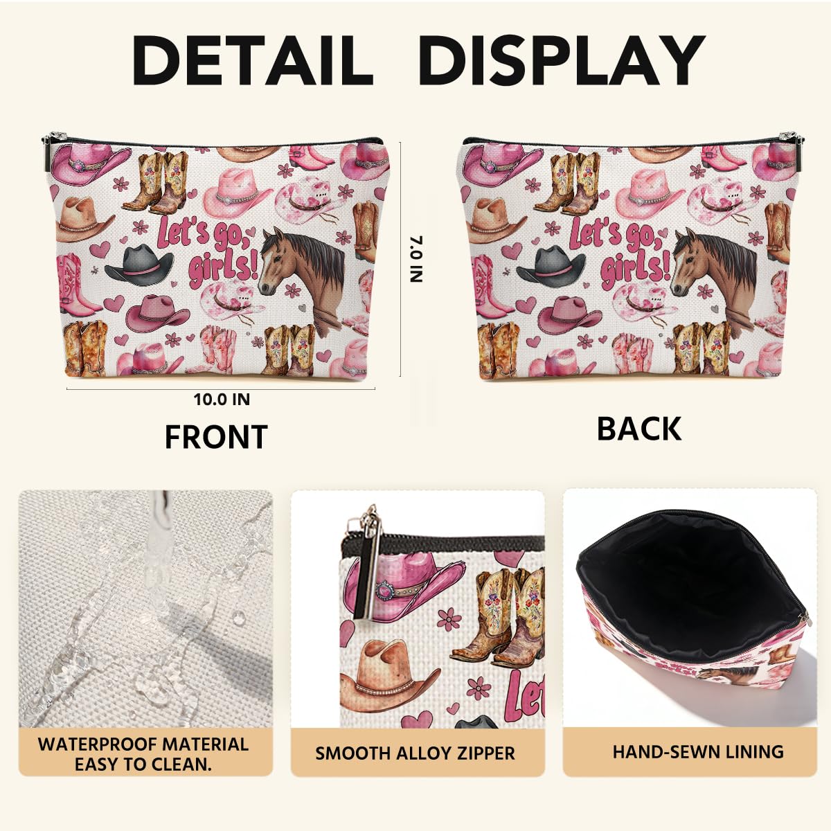 JIUWEIHU Goth Cat Makeup Bag, Funny Cat Cosmetic Bags Travel Organizer Bag