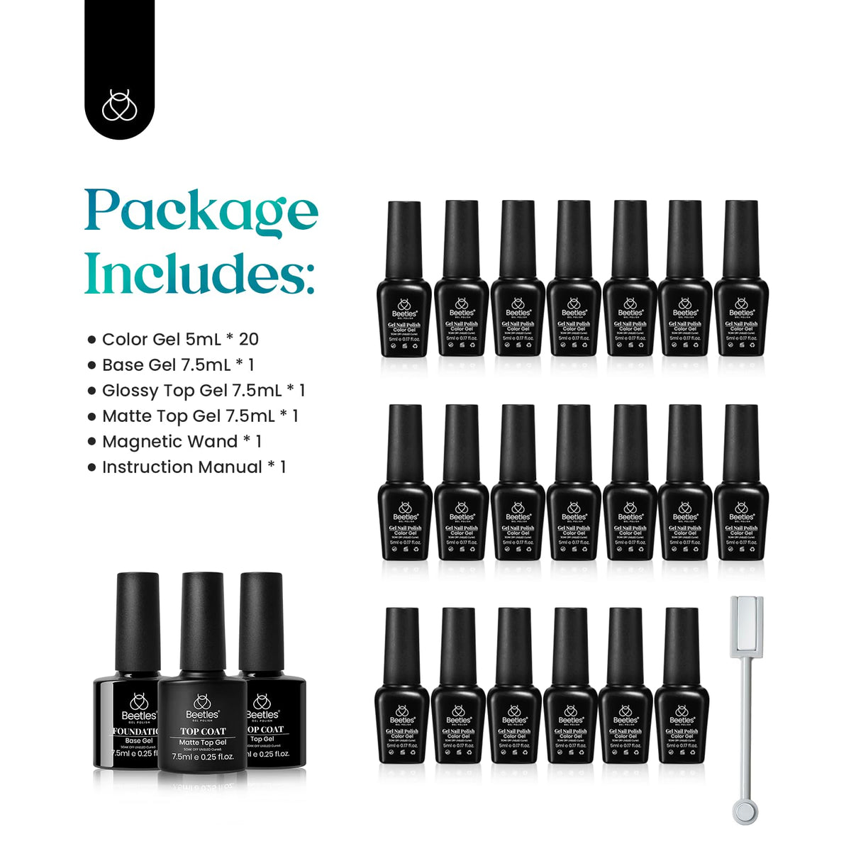 Beetles Cat Eye Gel Nail Polish Set, 36 Colors Magnetic Fall Gel Polish Kit