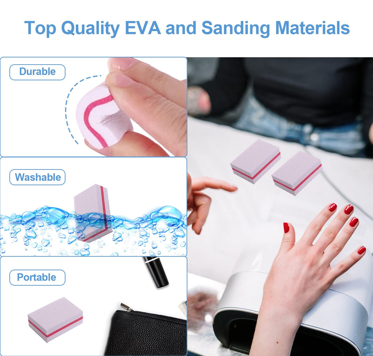 Nail Buffers (50 Pack), Mini Buffer Block Nail File for Acrylic Nails and Natural Nails, 100/180 Grit Nail Buffer Block Bulk Buffing Blocks for Nail Buff Professional Manicure File Blocks Set Pink
