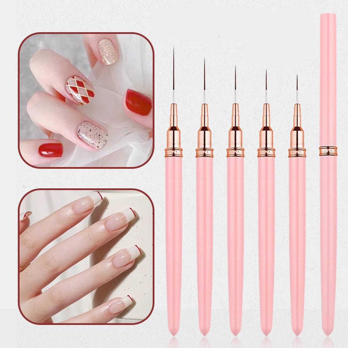 5 Pcs Nail Art Sculpture Pen Dual Tipped Silicone Nail Tools Nail Art Silicone Brushes for Design Nail Carving Drawing Shaping Effect
