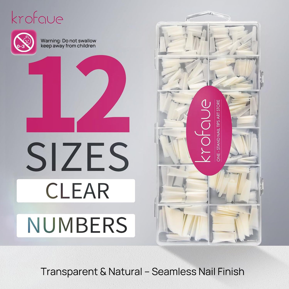 krofaue Extra Long Stiletto Nail Tips - False Clear Nais