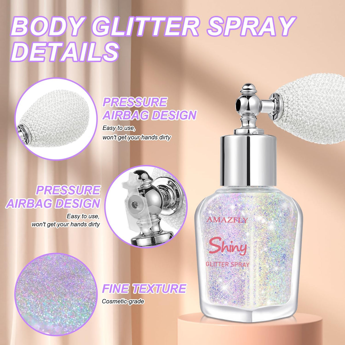Hair and Body Glitter Spray, Shimmering Powder Sparkle Powder Makeup, Glitter Loose Sparkle Makeup for Body Highlighter,Festival Prom Rave Accessories (Glint-Rainbow)