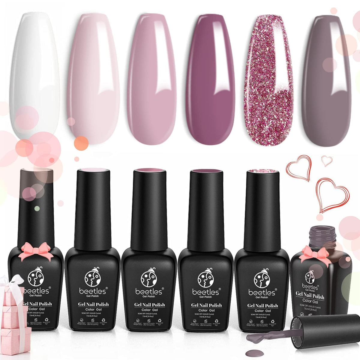 beetles Gel Polish Whispers of Love Jelly Gel Nail Polish Set, 6 Colors