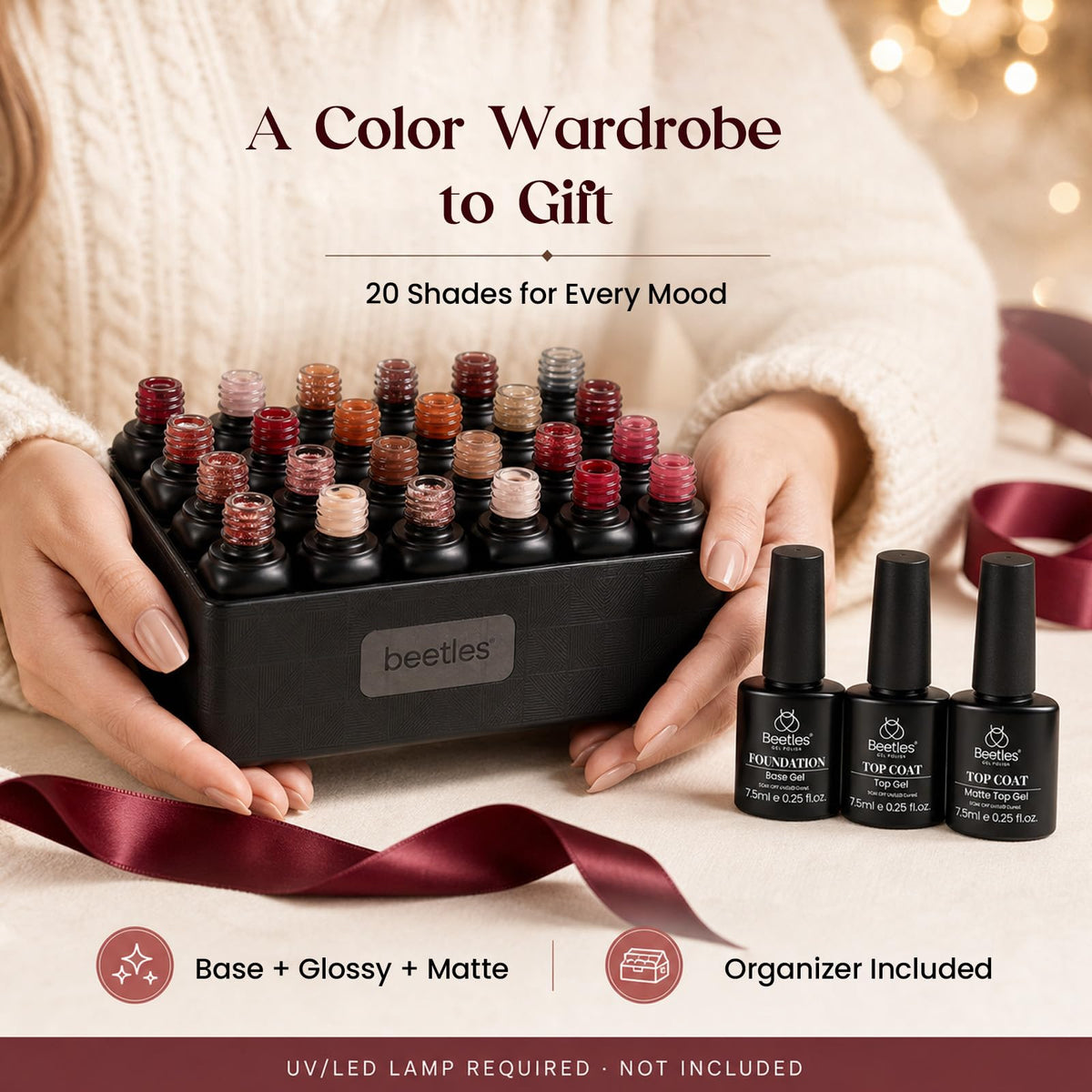 Beetles Fall Gel Nail Polish Set, 23Pcs Brown Burgundy Red Nude Pink