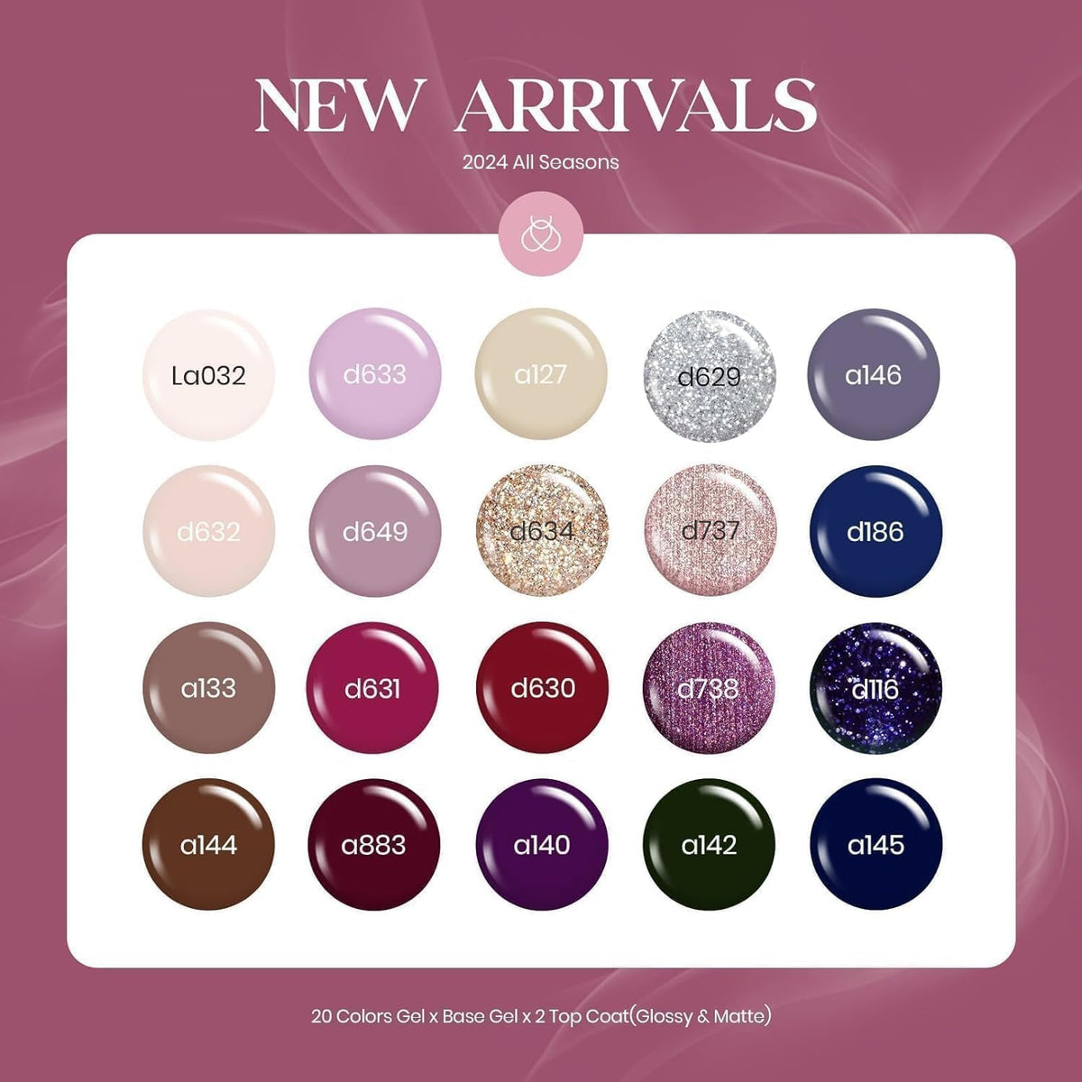 Beetles Fall Gel Nail Polish Set, 23Pcs Brown Burgundy Red Nude Pink