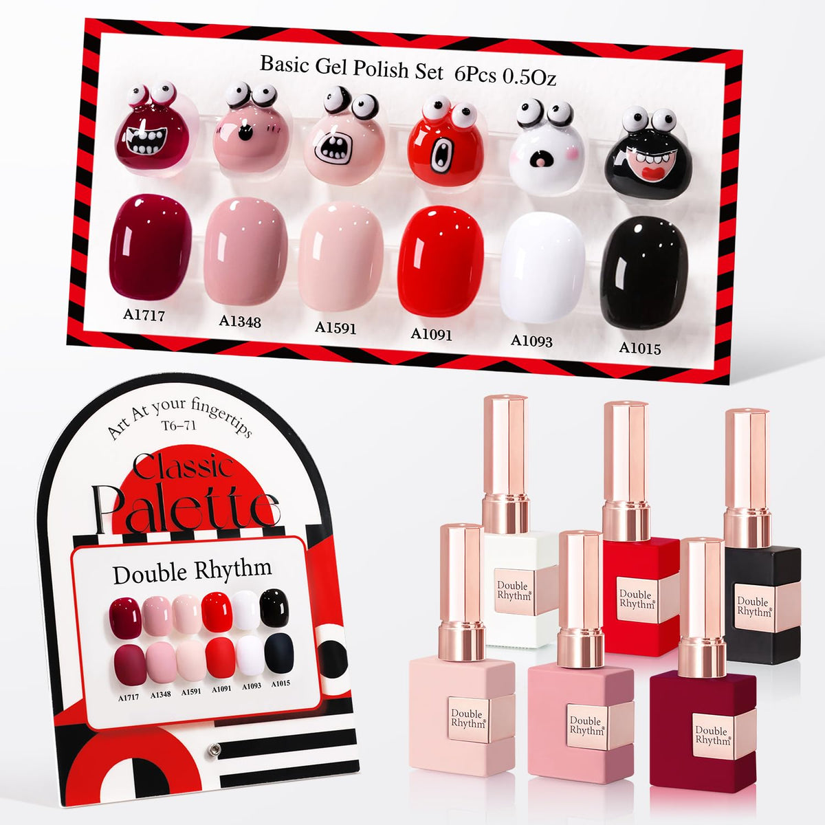 Double Rhythm 6 Pcs 15 ML Gel Polish Set Same Color Same Bottle Soak Off Gel Polish Kit Nail Art Manicure Salon DIY at Home for Women (Dark Light Brown Orange Maroon-T6-6)