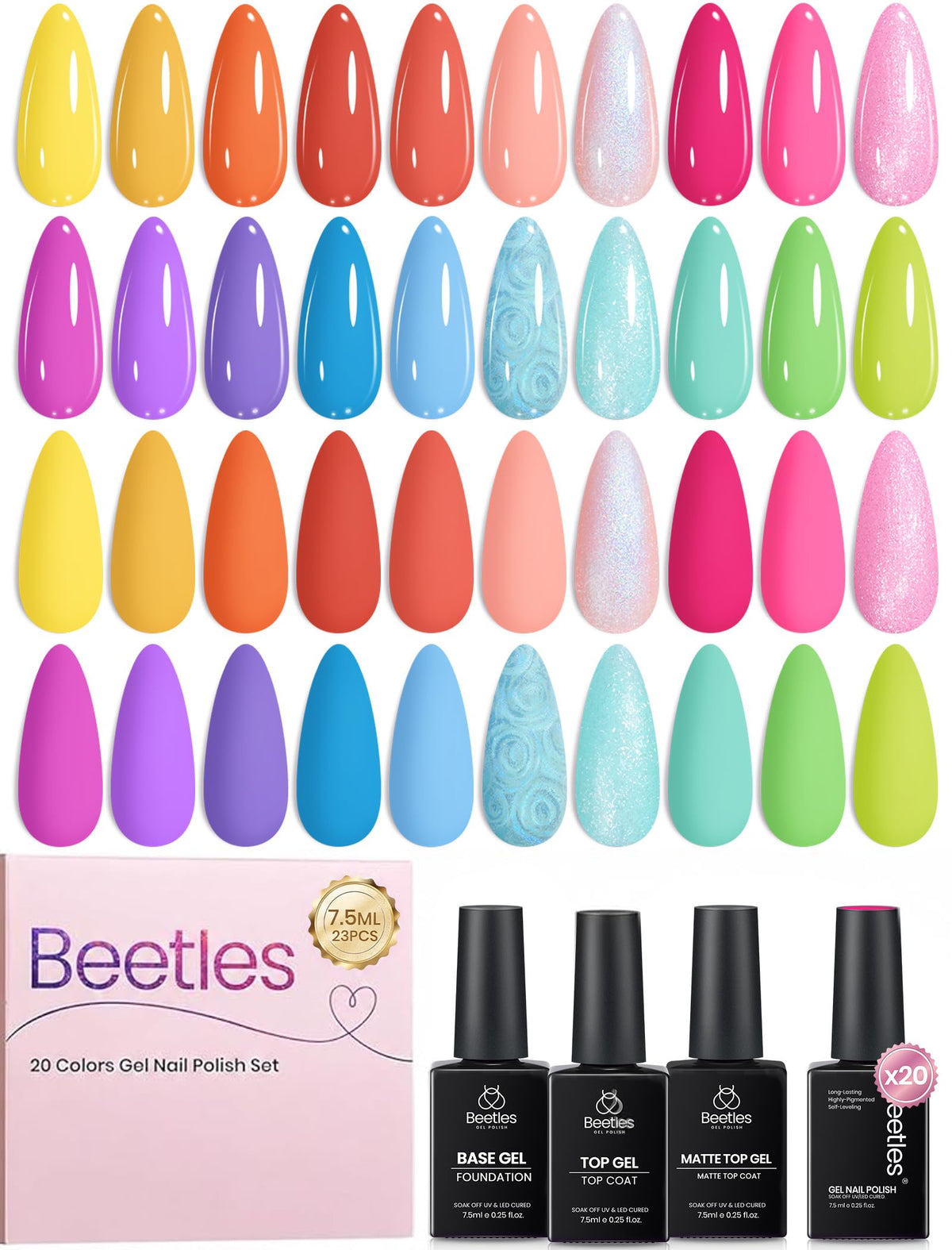 Beetles Cat Eye Gel Nail Polish Set, 36 Colors Magnetic Fall Gel Polish Kit