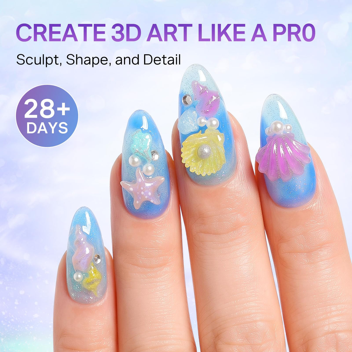 MIZHSE 3D Nail Scupting Gel for Nail Art, 6PCS Neon Colors Non-sticky