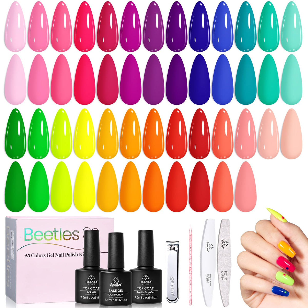 Beetles Gel Nail Polish Kit with U V Light - 80Pcs 55 Colors Gel Nail Kit