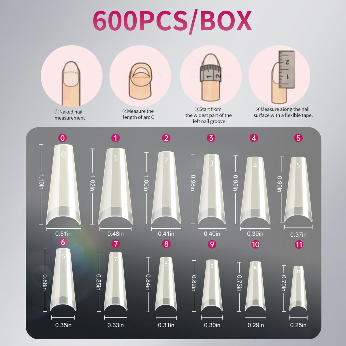 krofaue Extra Long Stiletto Nail Tips - False Clear Nais