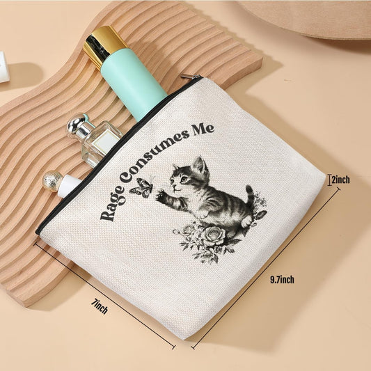 Cute Cat Stuff Makeup Bag Cat Gifts Funny Sarcastic Kitten Cottagecore Mental Health Cosmetic Bag for Women Animal Lovers Girl Daughter Friend Birthday Friendship Anniversary Christmas
