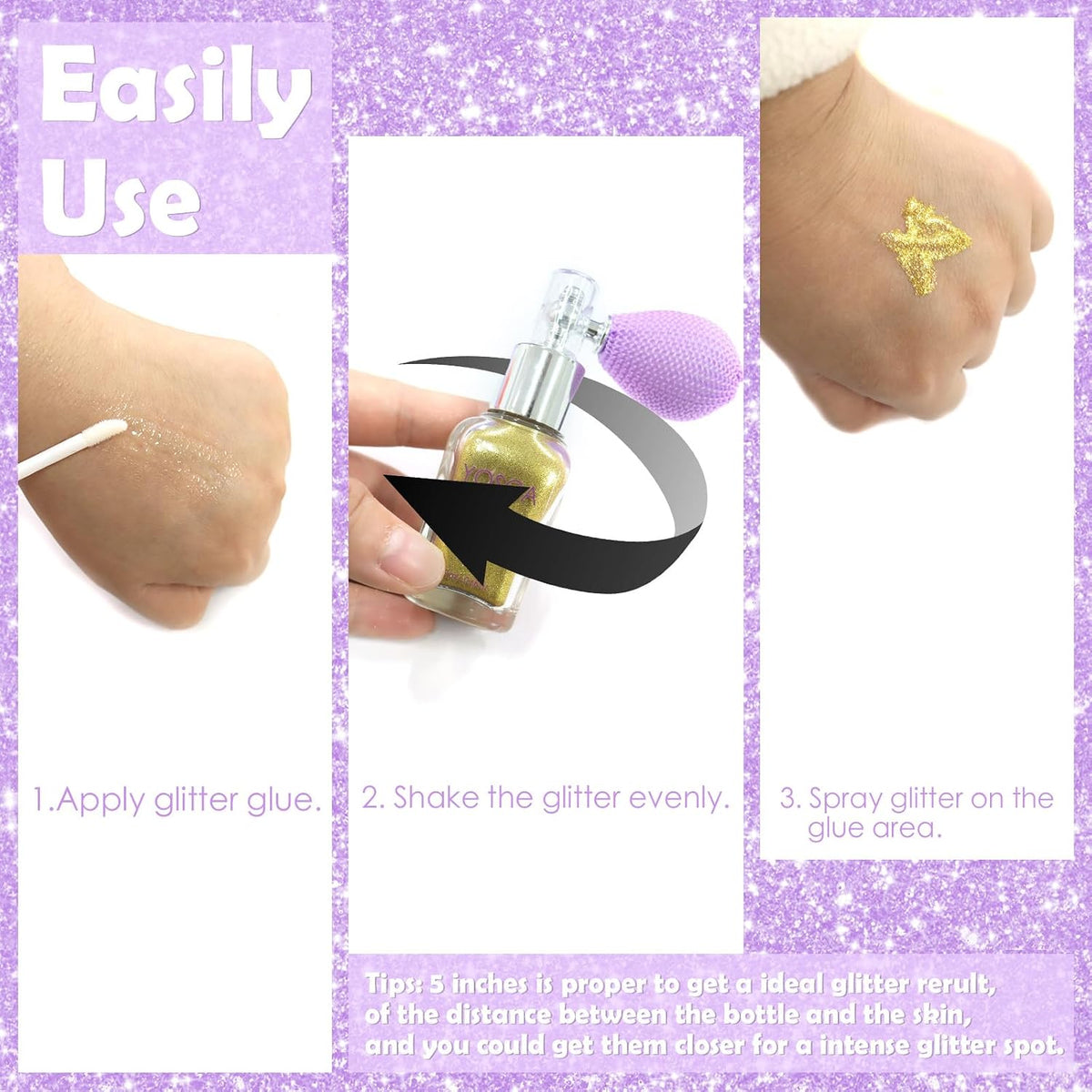 Yosca Body Glitter Spray, 30ML Holographic Body Shimmer Powder Hair Spray