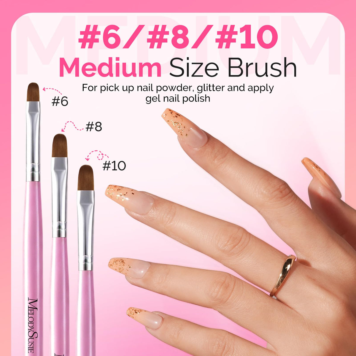 MelodySusie Nail Art Brushes Set, 6pcs Nail Art Design Pen Painting Tools