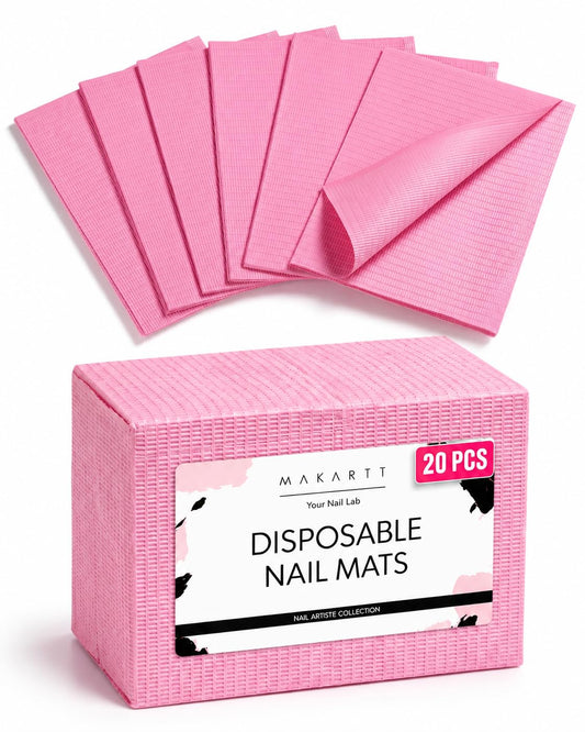 Makartt 50 Pcs Pink Disposable Nail Mats, 18"x13" Waterproof