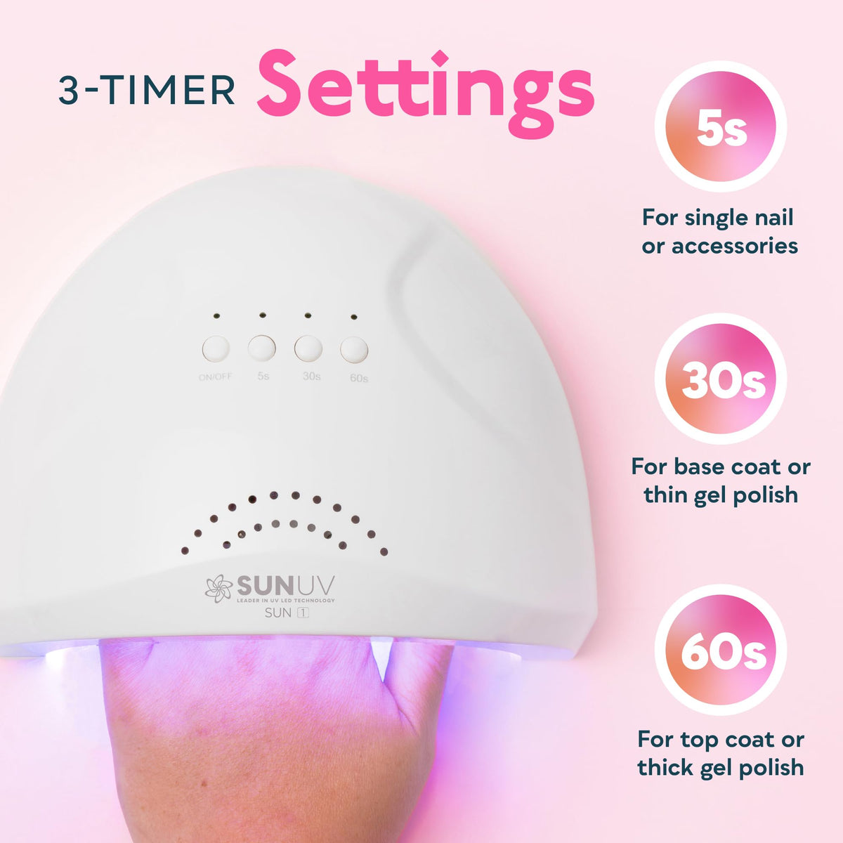 SUNUV UV LED Nail Lamp, Gel Light for Nail Polish UV Dryer SUNONE White