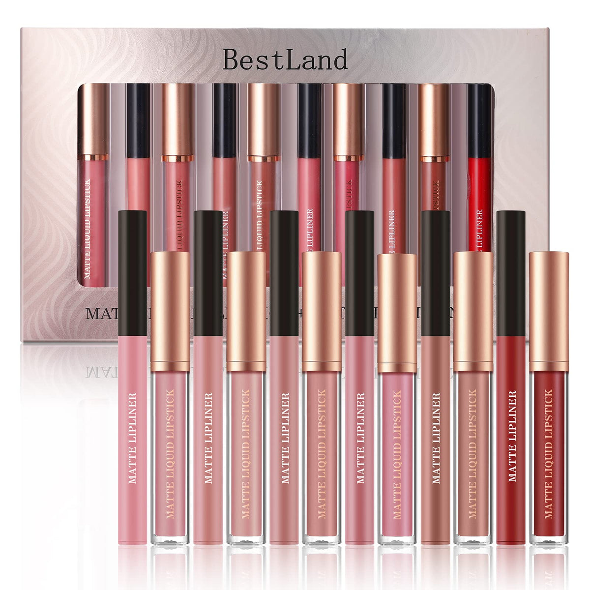 12Pcs Matte Liquid Lipstick and Lip Liner Set, Lip Makeup Combo (Set A)