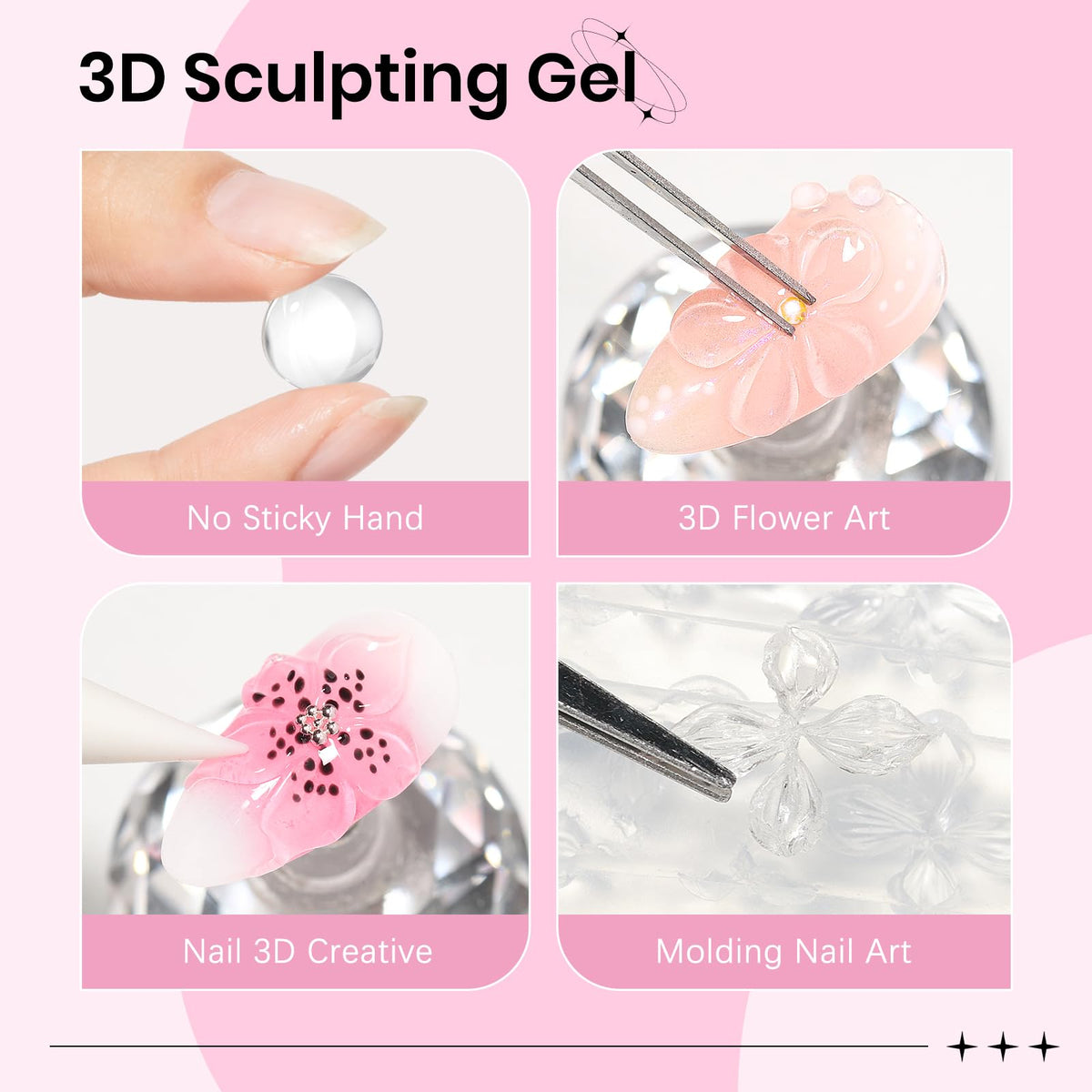3D Gel for Nail Art, Clear 3d Sculpting Gel for Nail Art